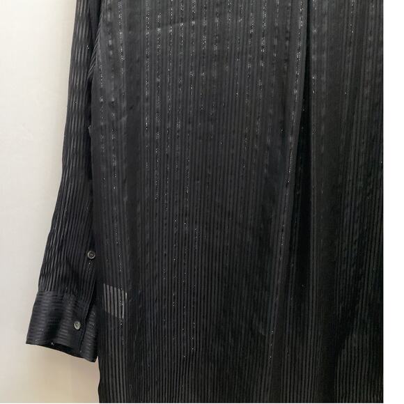 IRO Knox Metallic Stripe Silk Blouse/ Tunic, Black, Sz FR 36/ US 4 - Picture 8 of 10